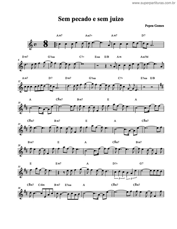 Partitura da música Sem Pecado E Sem Juizo