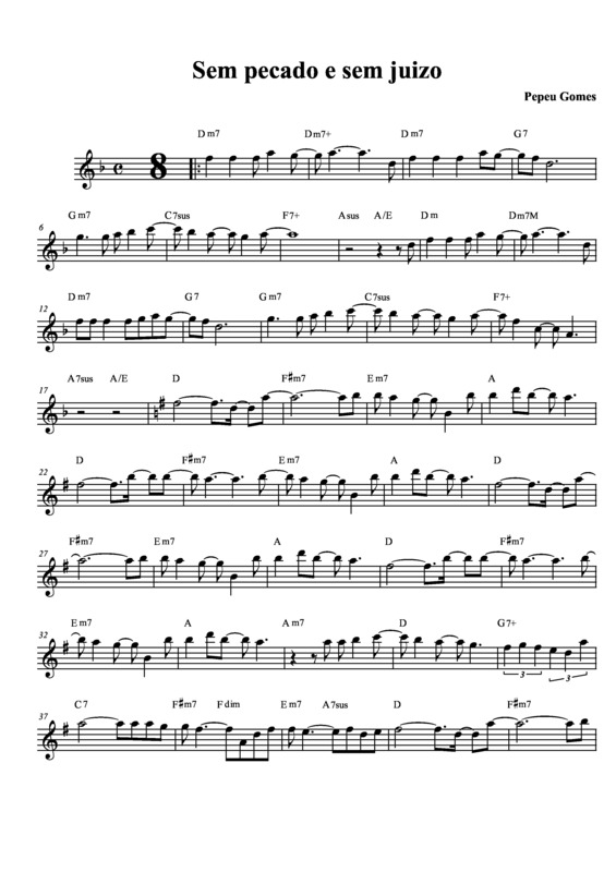 Partitura da música Sem Pecado e Sem Prejuízo v.2