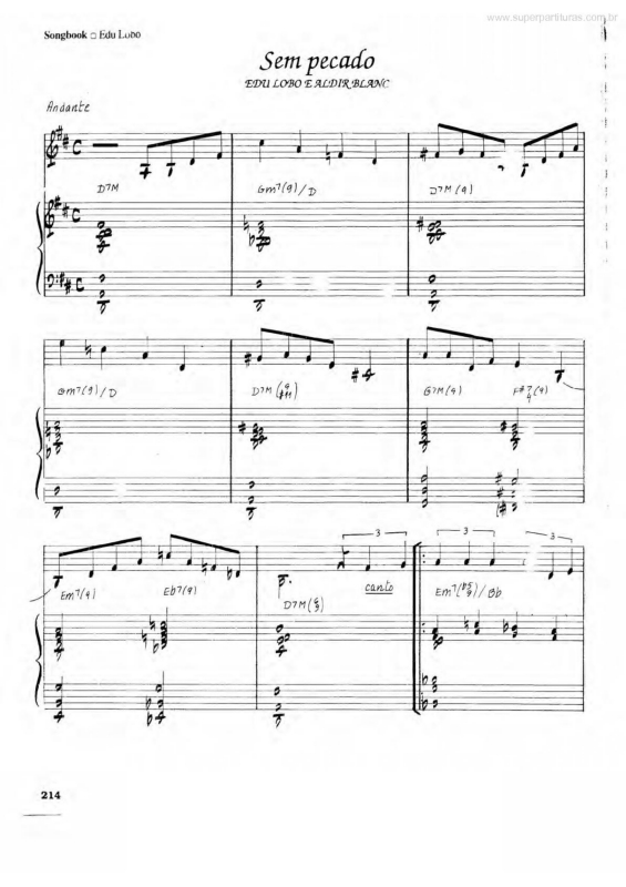 Partitura da música Sem Pecado