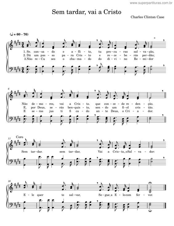 Partitura da música Sem Tardar, Vai A Cristo – Charles Clinton Case