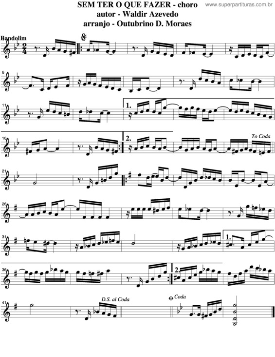 Partitura da música Sem Ter O Que Fazer v.2