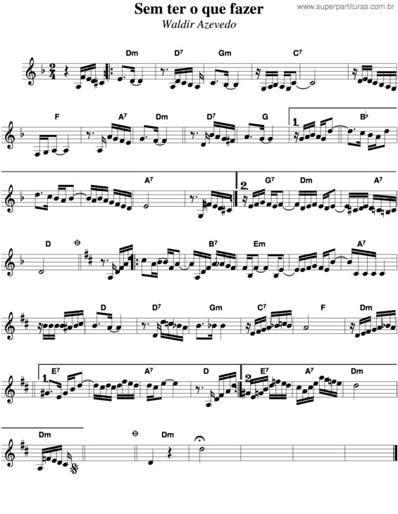 Partitura da música Sem Ter O Que Fazer