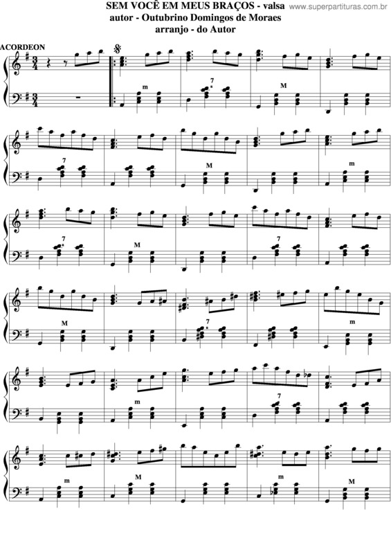 Partitura da música Sem Você Em Meus Braços v.2