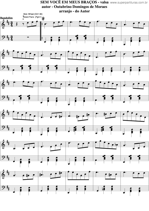 Partitura da música Sem Você Em Meus Braços v.4