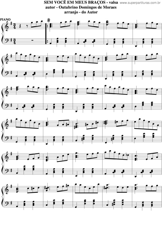 Partitura da música Sem Você Em Meus Braços v.5