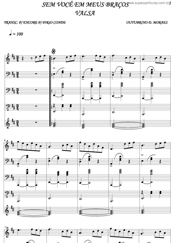 Partitura da música Sem Você Em Meus Braços