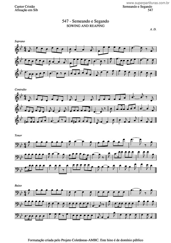 Partitura da música Semeando E Segando v.2