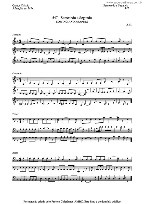 Partitura da música Semeando E Segando v.3