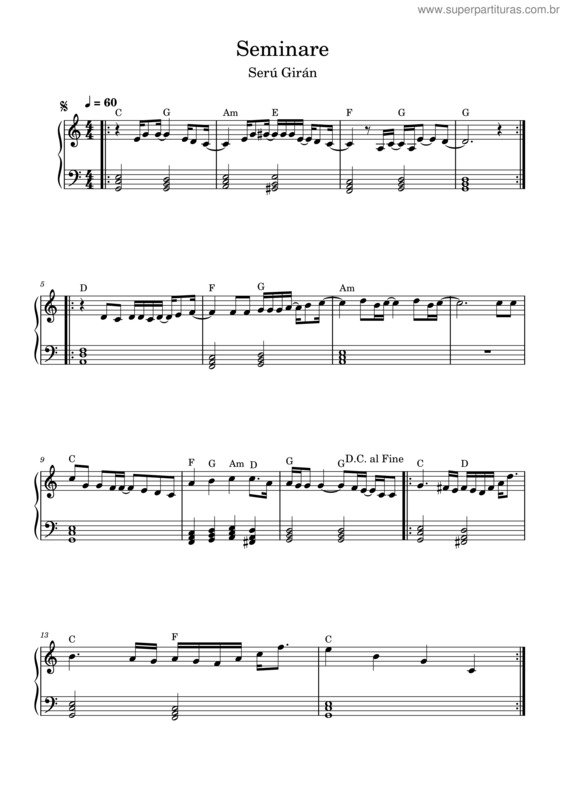 Partitura da música Seminare – Serú Girán