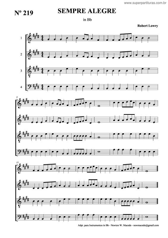 Partitura da música Sempre Alegre v.2