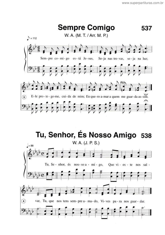 Partitura da música Sempre Comigo E Tu Senhor És Nosso Amigo