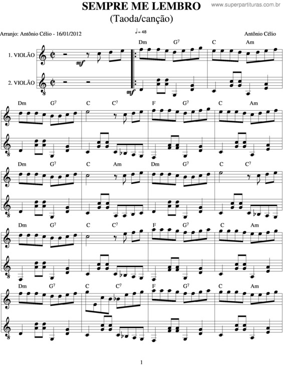 Partitura da música Sempre De Lembro