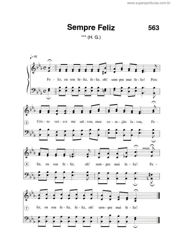 Partitura da música Sempre Feliz