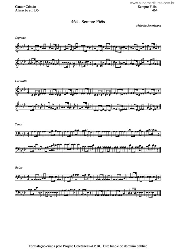 Partitura da música Sempre Fiéis v.3