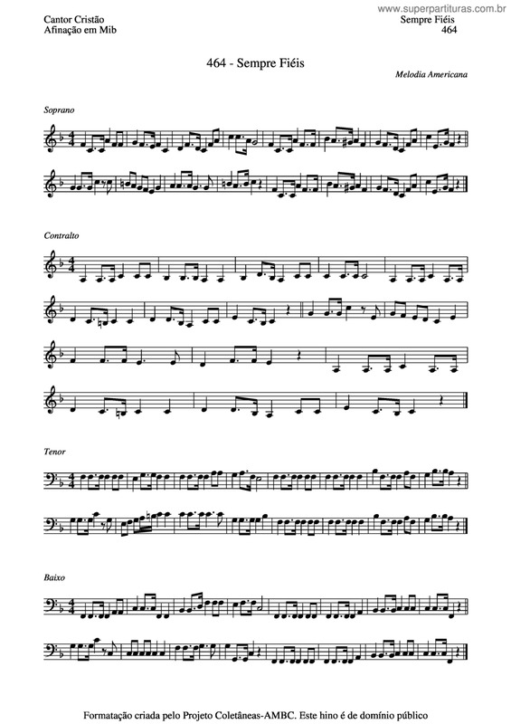 Partitura da música Sempre Fiéis v.5