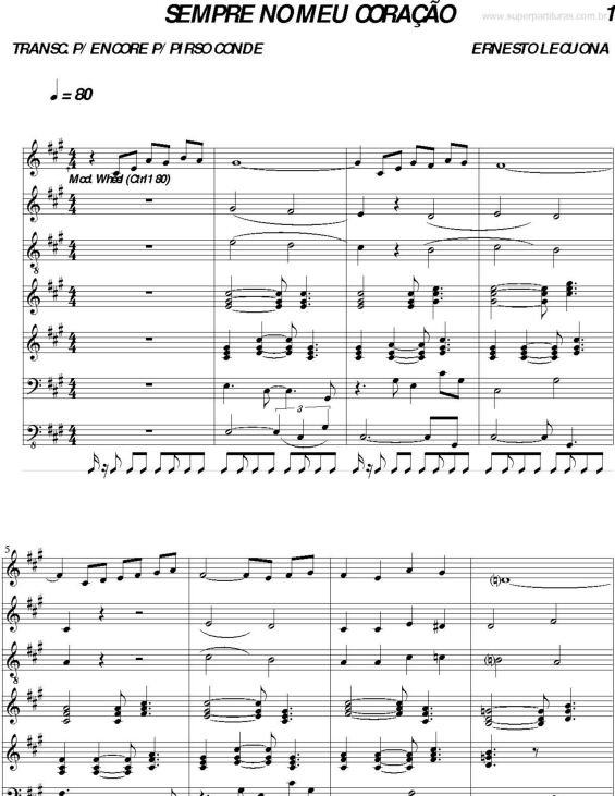 Partitura da música Sempre no Meu Coração