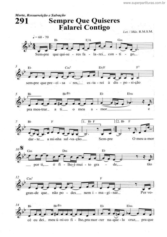 Partitura da música Sempre Que Quiseres Falarei Contigo