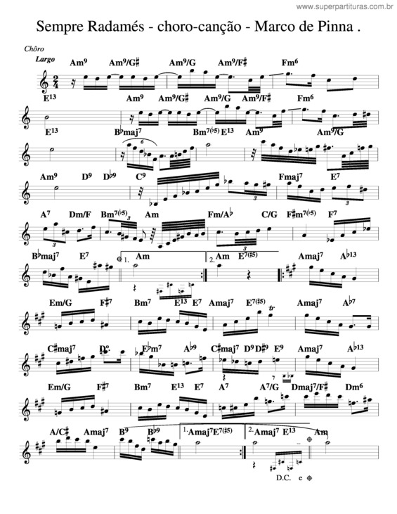 Partitura da música Sempre Radamés