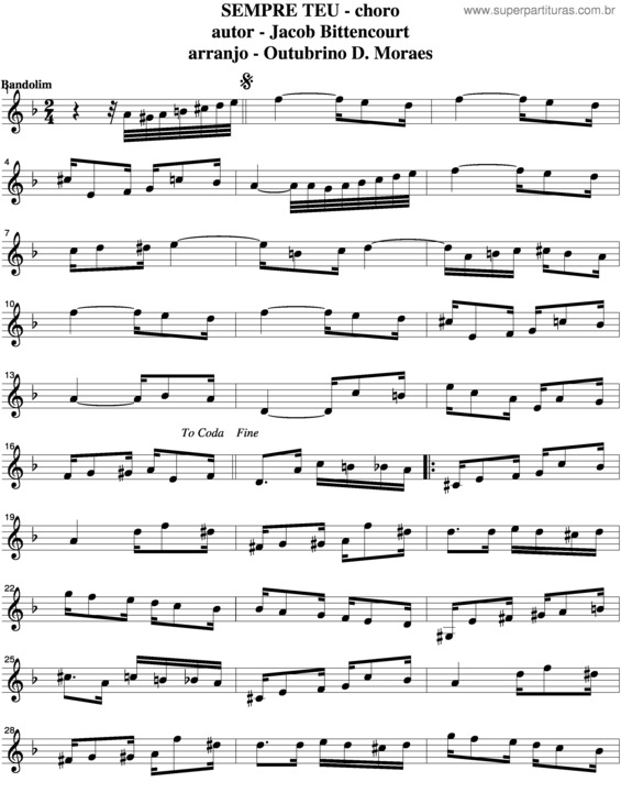 Partitura da música Sempre Teu v.2