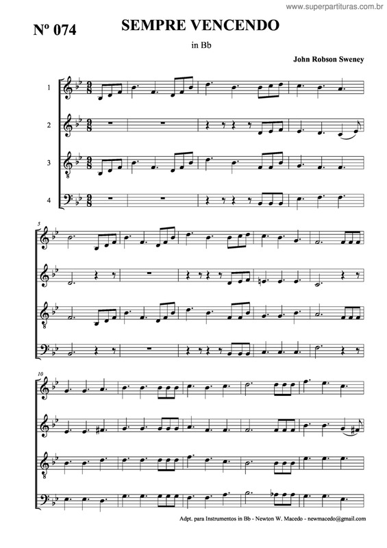 Partitura da música Sempre Vencendo v.2