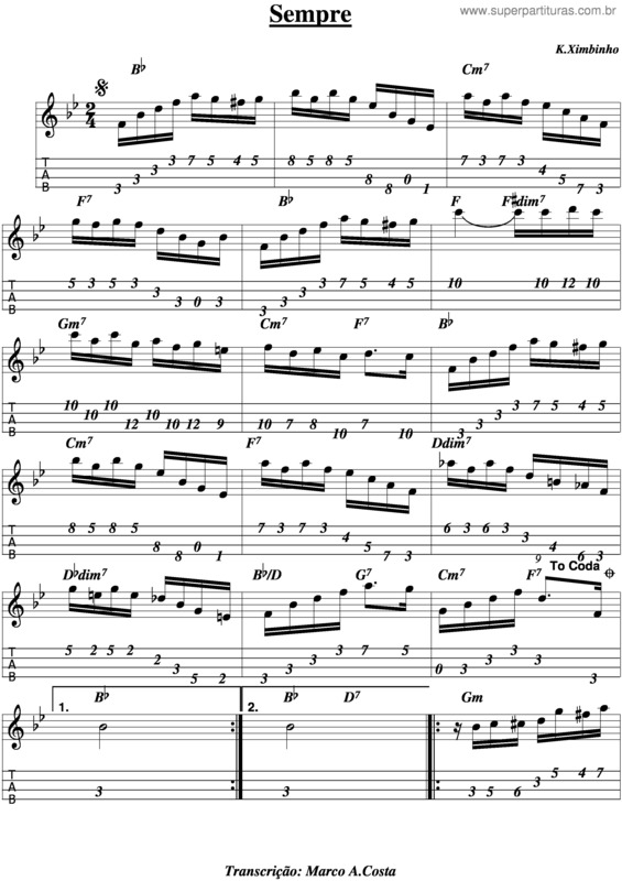 Partitura da música Sempre