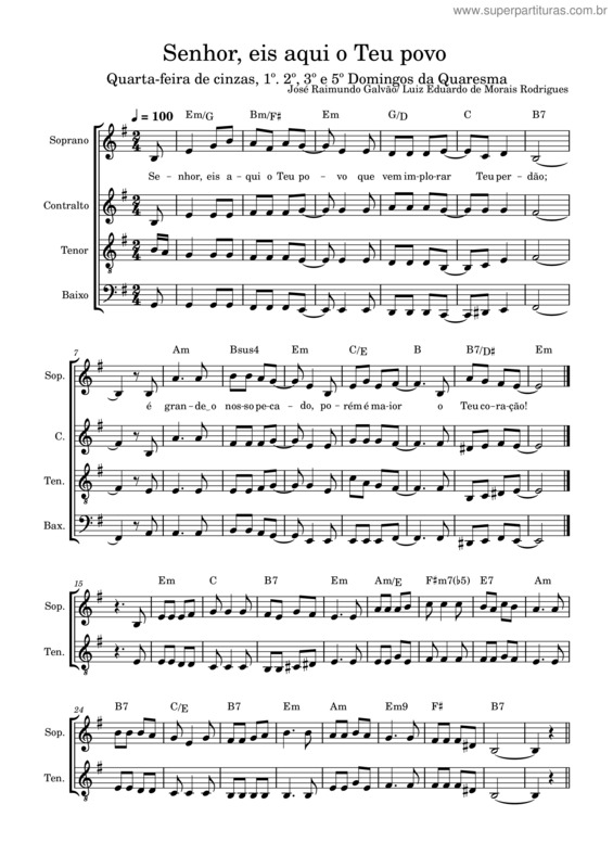 Partitura da música Senhor, Eis Aqui O Teu Povo – José Raimundo Galvão Senhor, Eis Aqui O Teu Povo