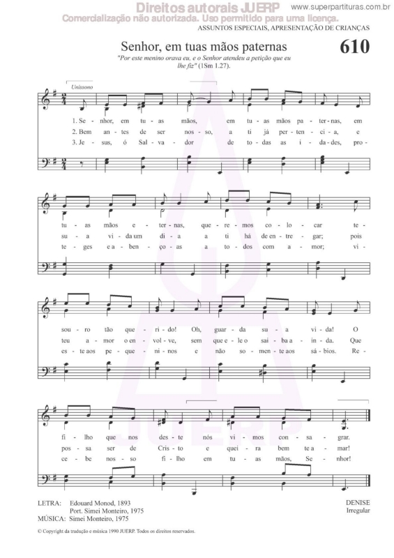 Partitura da música Senhor, Em Tuas Mãos Paternas - 610 HCC v.2