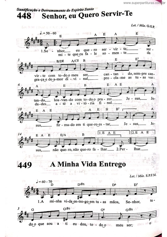 Partitura da música Senhor, Eu Quero Servir-Te