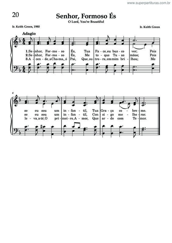 Partitura da música Senhor, Formoso És - Corinho