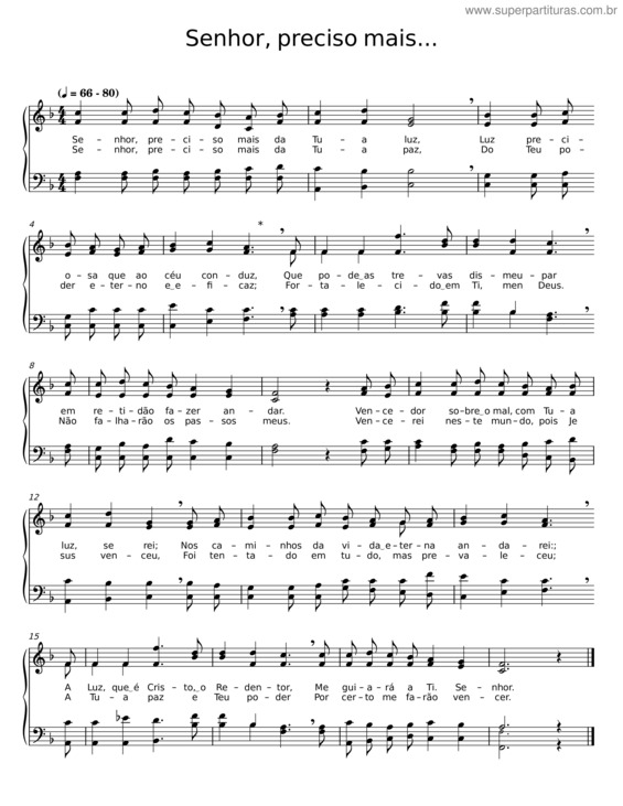Partitura da música Senhor, Preciso Mais