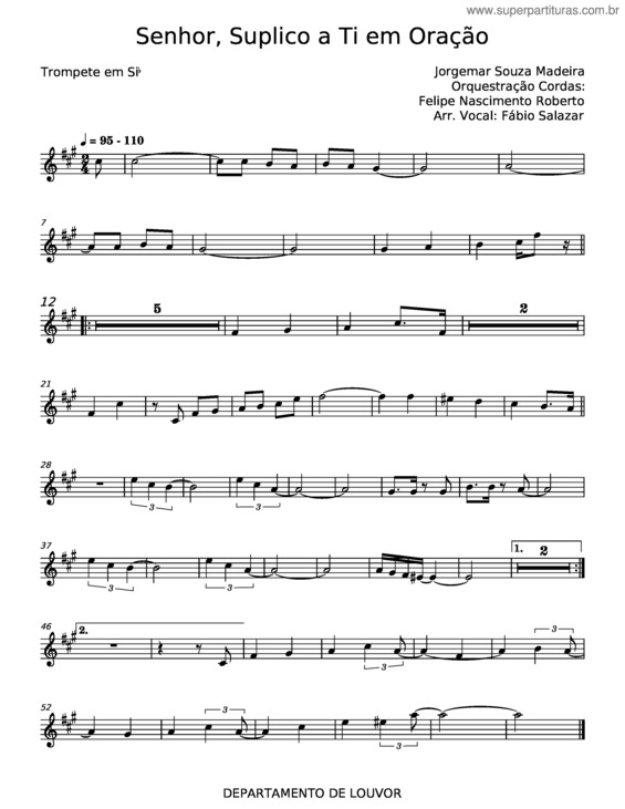 Partitura da música Senhor, Suplico A Ti Em Oração – Jorgemar Souza Madeira