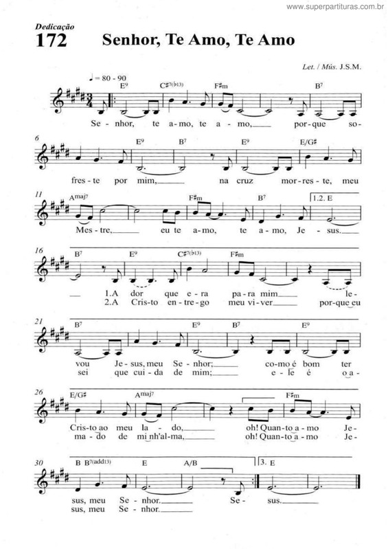 Partitura da música Senhor, Te Amo, Te Amo