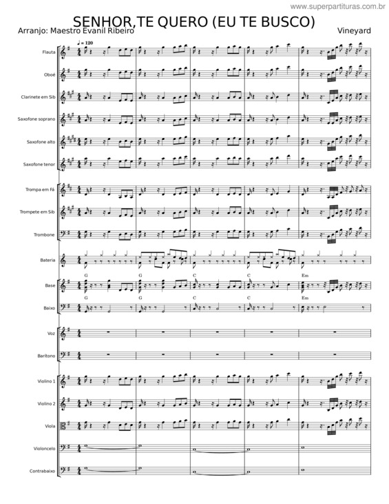 Partitura da música Senhor, Te Quero – Vineyard Music v.2