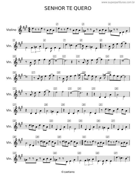 Partitura da música Senhor, Te Quero – Vineyard Music v.3