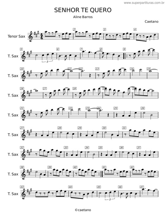 Partitura da música Senhor, Te Quero – Vineyard Music