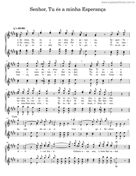 Partitura da música Senhor, Tu És A Minha Esperança v.2