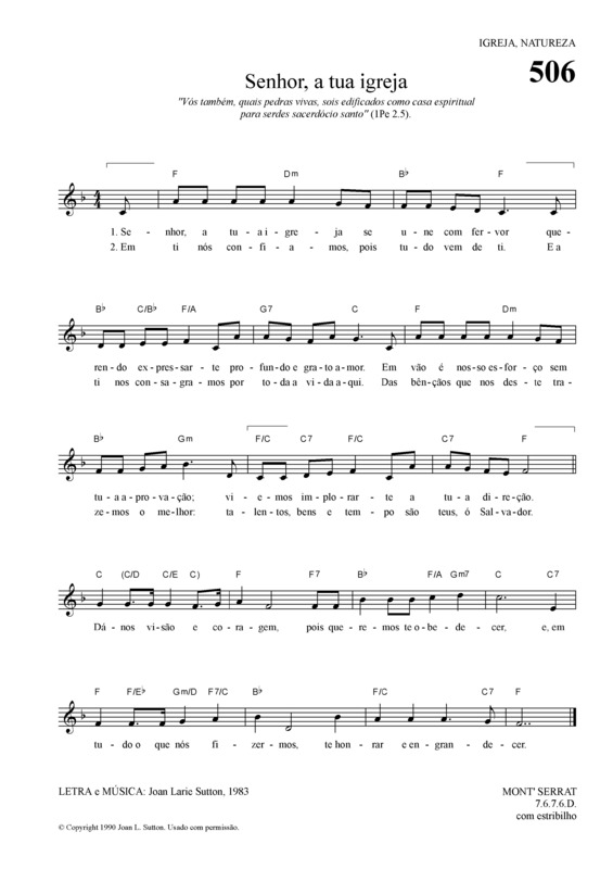 Partitura da música Senhor A Tua Igreja