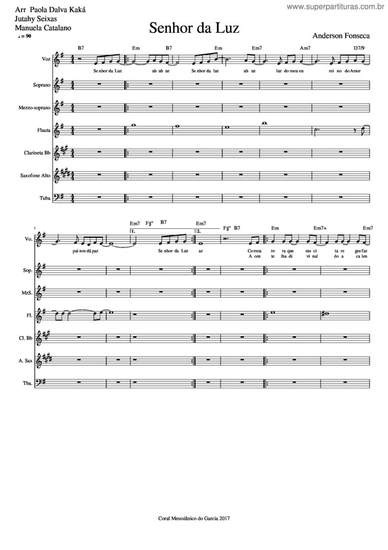 Partitura da música Senhor Da Luz