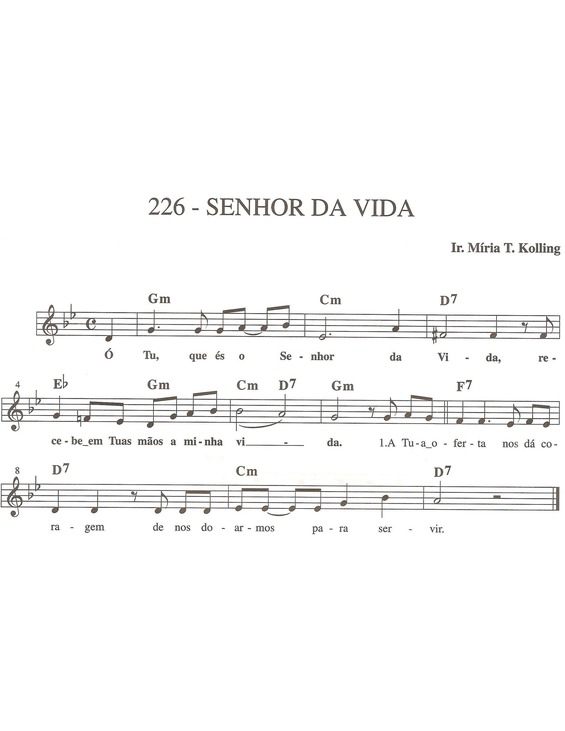 Partitura da música Senhor da Vida