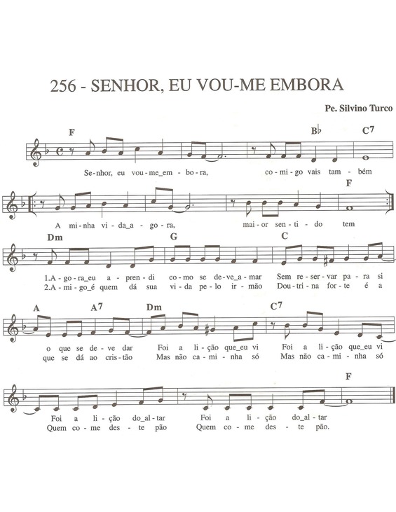 Partitura da música Senhor Eu Vou-me Embora