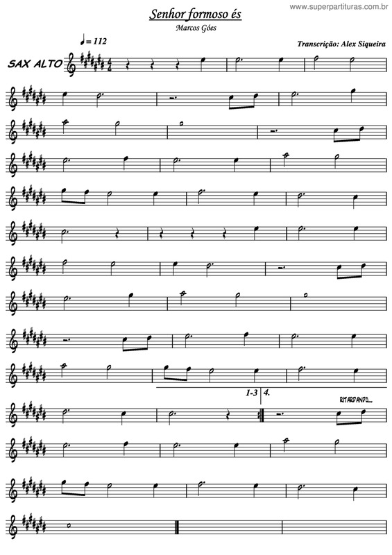 Partitura da música Senhor Formoso És