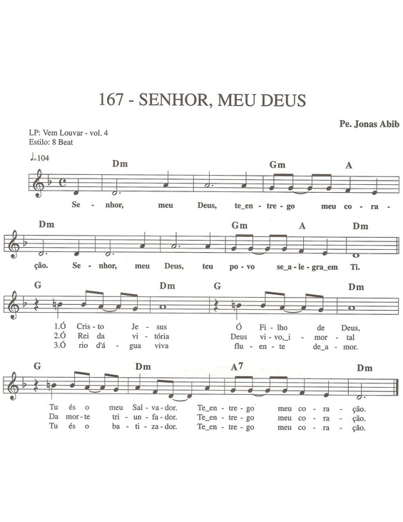 Partitura da música Senhor Meu Deus