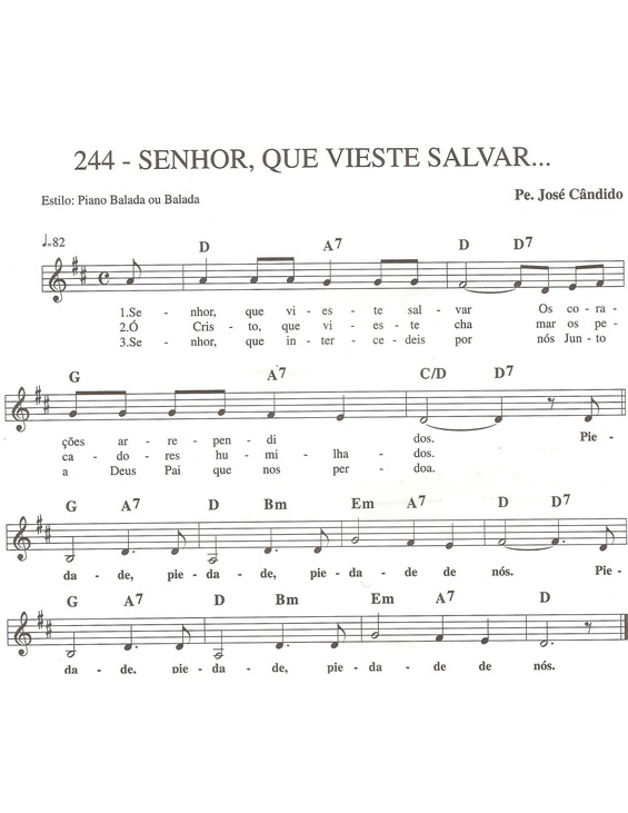 Partitura da música Senhor Que Vieste Salvar