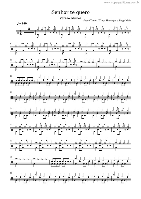 Partitura da música Senhor Te Quero – Versão Alunos