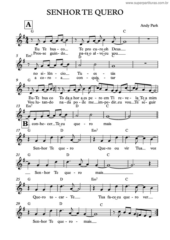 Partitura da música Senhor Te Quero v.3