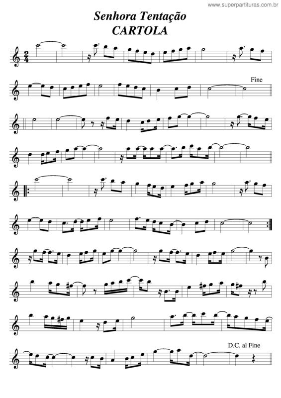 Partitura da música Senhora Tentação