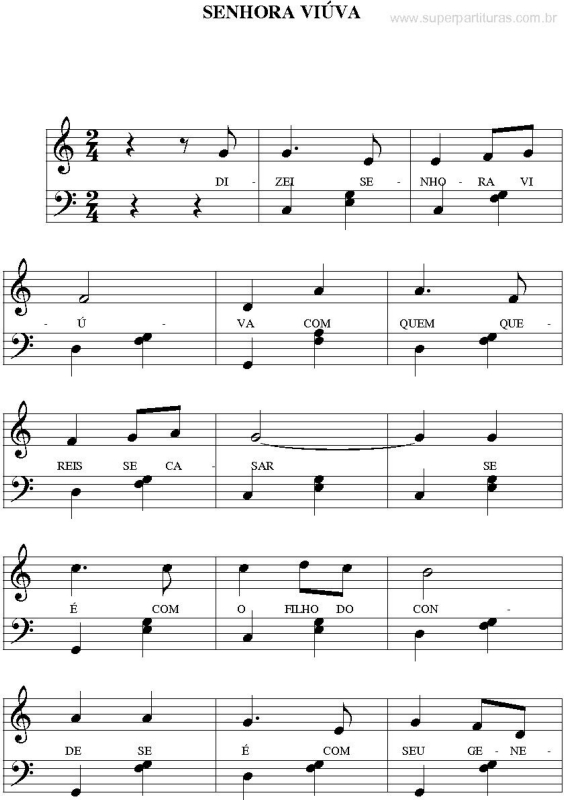 Partitura da música Senhora Viúva