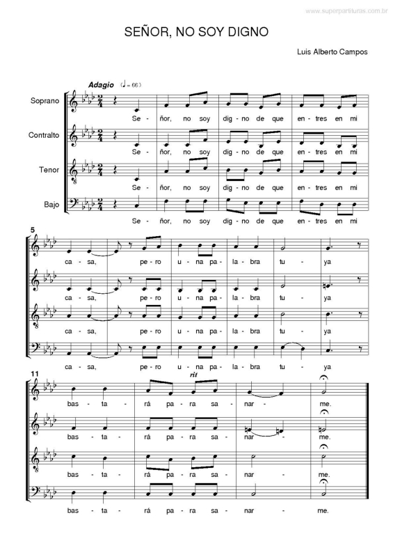 Partitura da música Senor, No Soy Digno