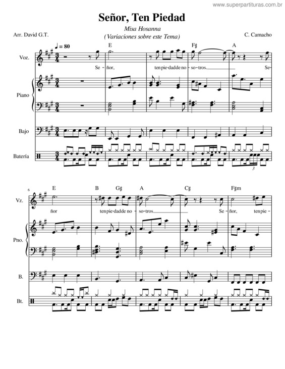 Partitura da música Senor Ten Piedad – Misa Hosanna – Variaciones Sobre Este Tema