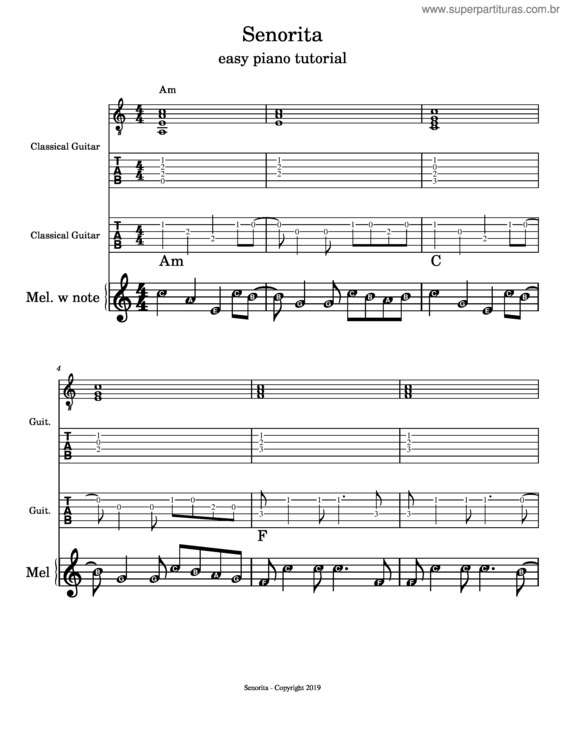 Partitura da música Senorita – Copy
